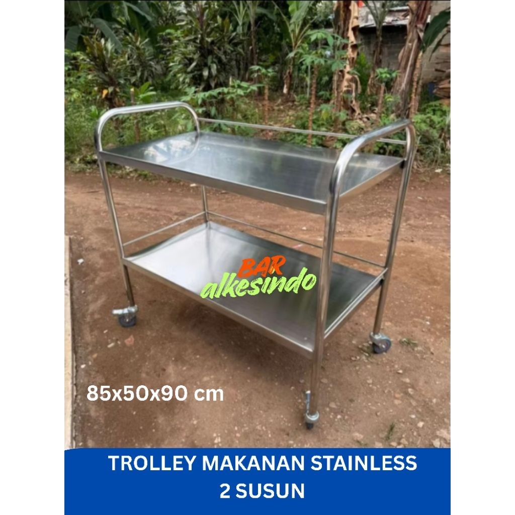 Troli MBG 3 Susun Stainless | Troli 3 Rak Stainless | Troli MBG 2 Rak Stainless | Troli Dapur 3 Rak 