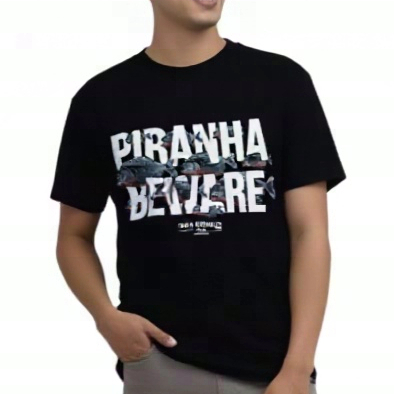 Ancol Baju Kaos Dewasa Beware Piranha Typo | Official Merchandise
