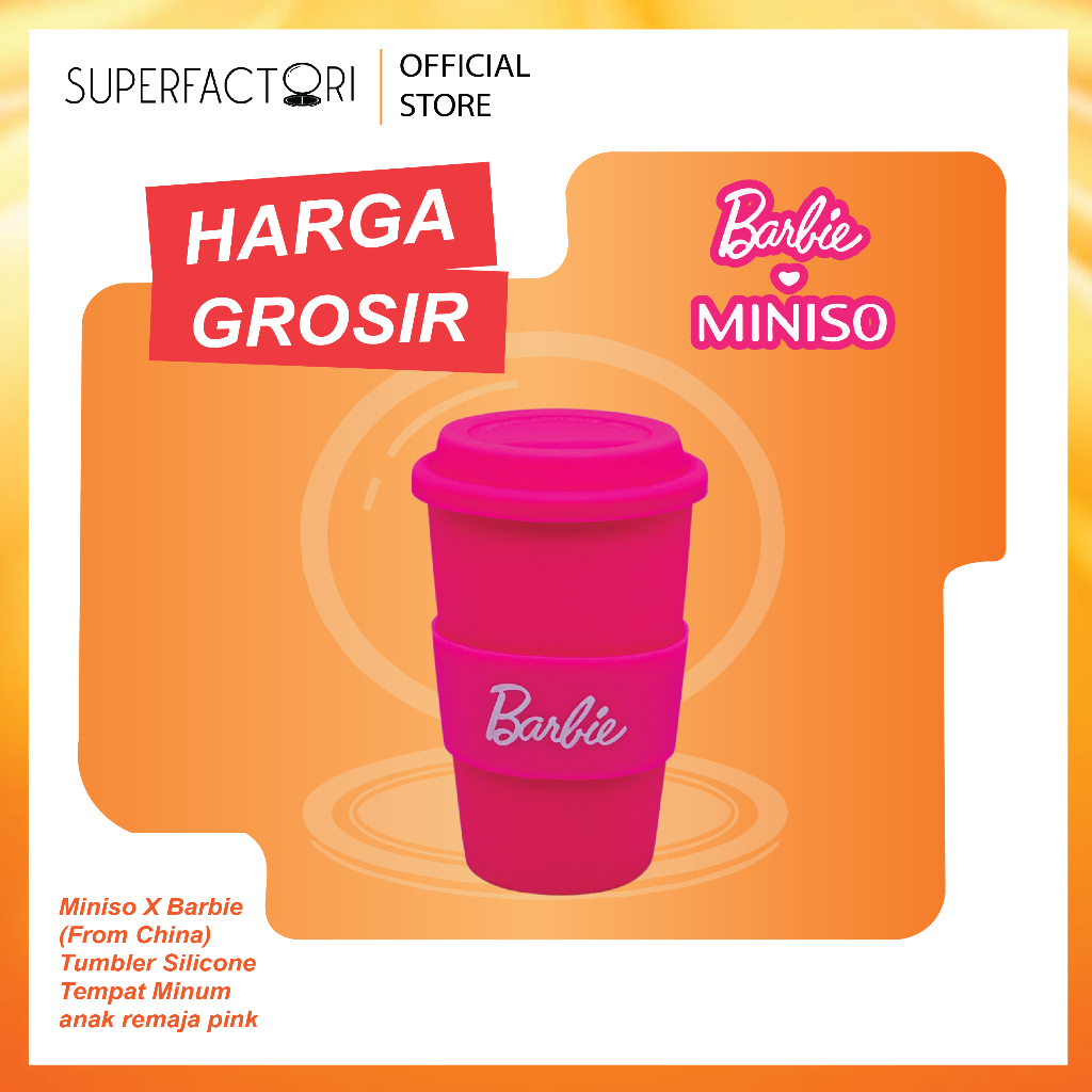 (READY STOCK) Miniso X BARBIE Tumbler Silicone Tempat Minum anak remaja pink