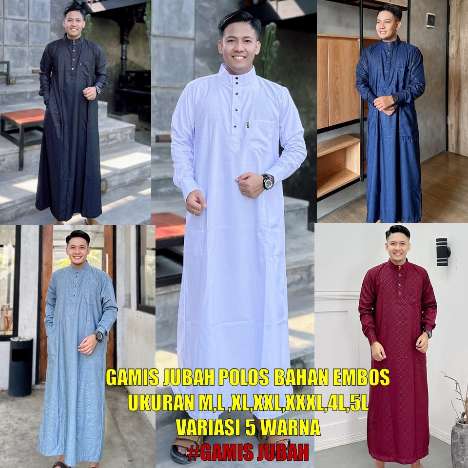 GAMIS PRIA MUSLIM JUBAH GAMIS PRIA LENGAN PANJANG BUSANA MUSLIM PRIA JUBAH CORAK  TERBARU WARNA PUTI