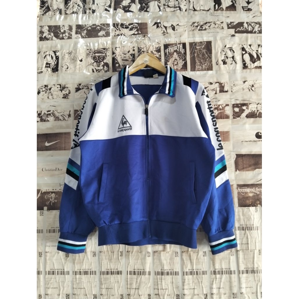 Vtg Le Coq Sportif Sweater Three color Track Jacket Full Zipper Stripe QS-5035
