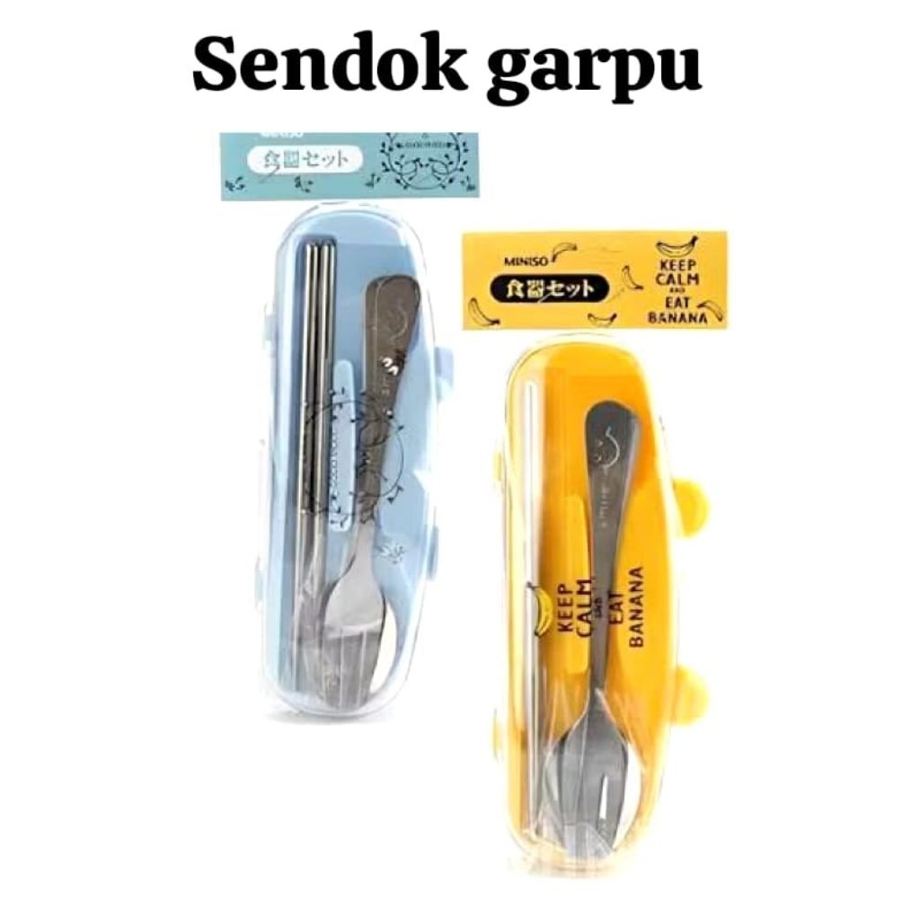 Alat Makan Sendok Garpu Sumpit 1 Set Miniso