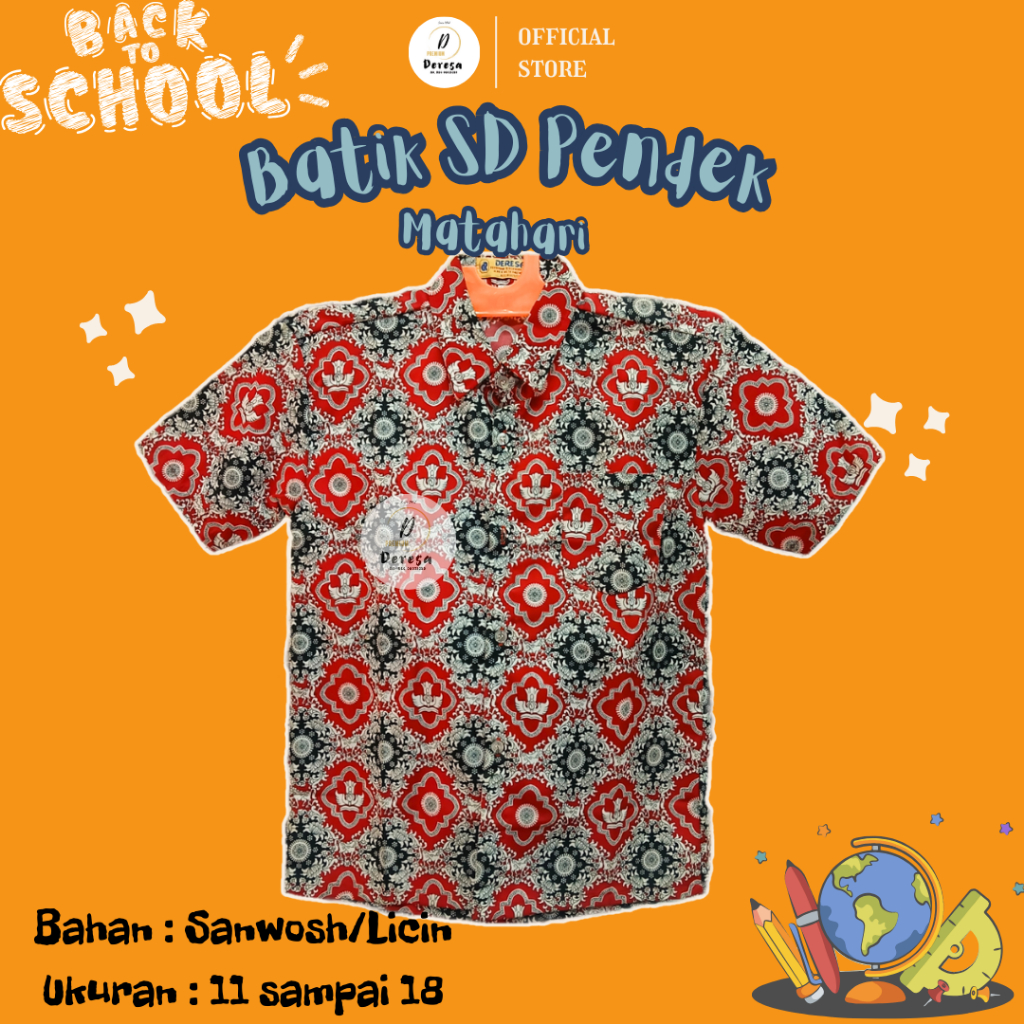 Seragam Sekolah Batik SD Lengan Pendek Baju Sekolah  DERESA GROSIR