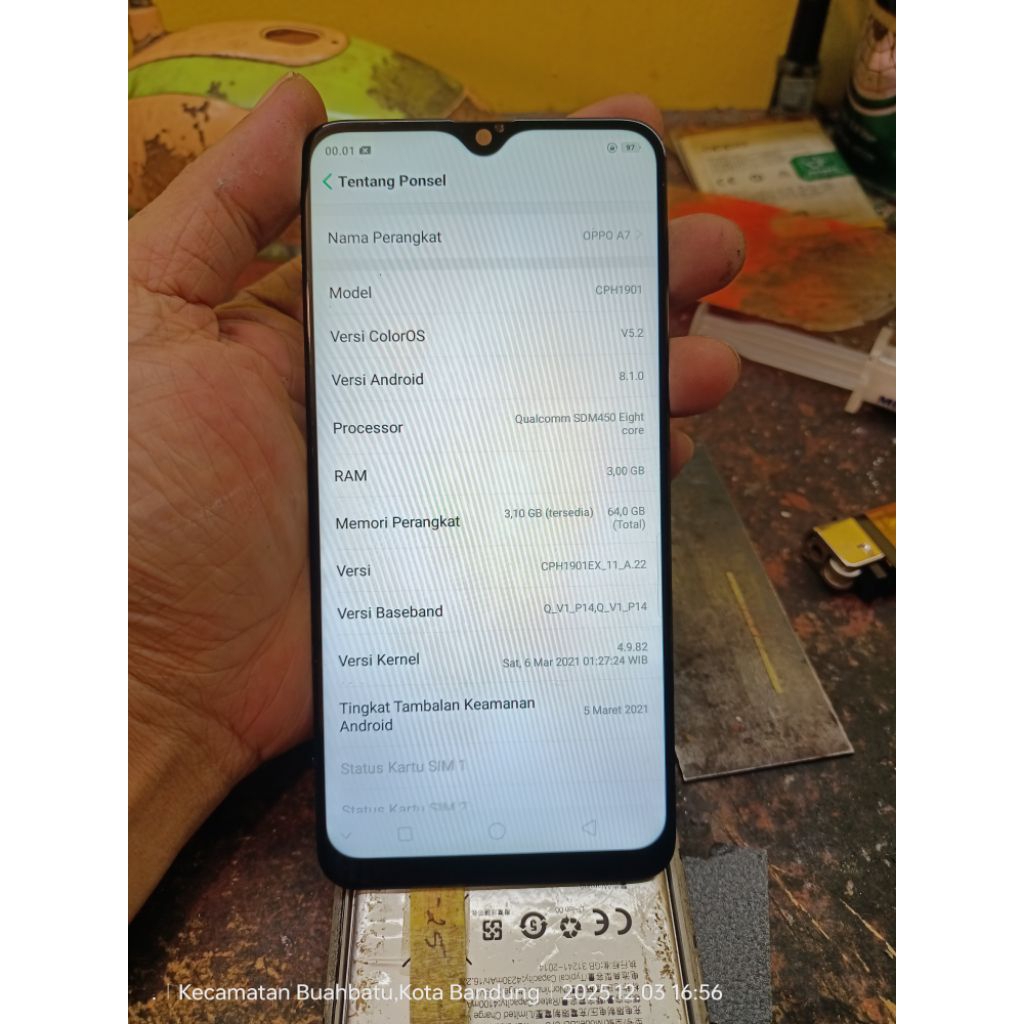 LCD Oppo A7 ORIGINAL COPOTAN BAWAAN khusus HP OPPO A7 hasil repair jumperan