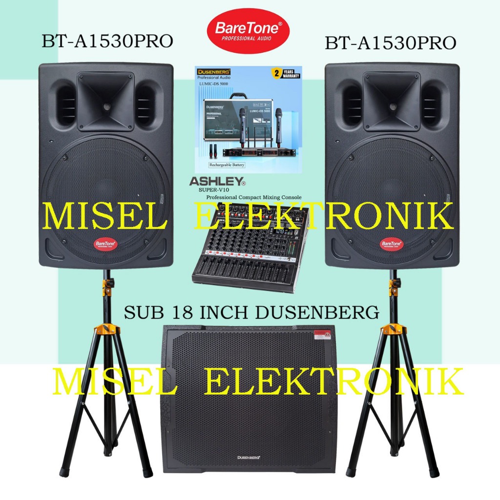 Paket Sound System Outdoor Speaker 15 Inch Baretone BT-A1530PRO Sub 18 Inch