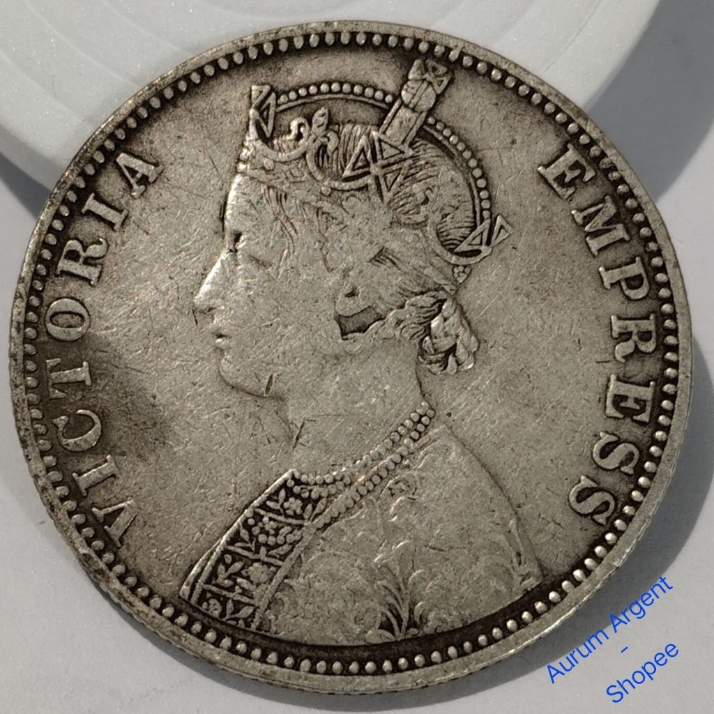 ZZ.4-- 1 PC KOIN PERAK KUNO ASLI RUPEE VICTORIA TH 1890. -- SILVER COIN --