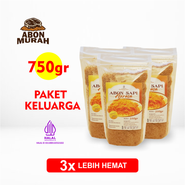 Abon Sapi Lembut 250gr x3 | Paket Hemat | Cocok Untuk Anak & Orang Tua