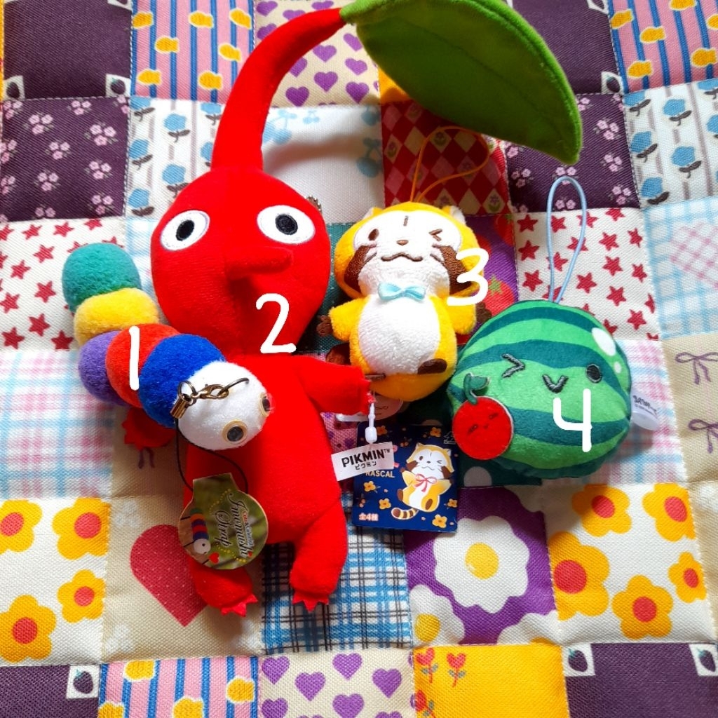 [BACA DESKRIPSI] Jual keychain plush bagcharm japan pikmin imomushi strap rascal dll