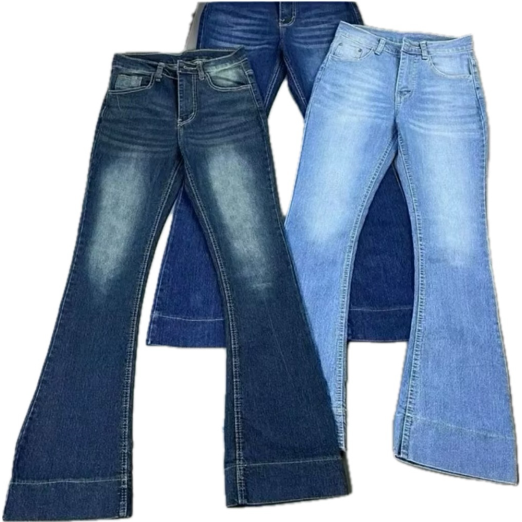 Celana Jeans Wanita Cutbray Model Lipat Bawah