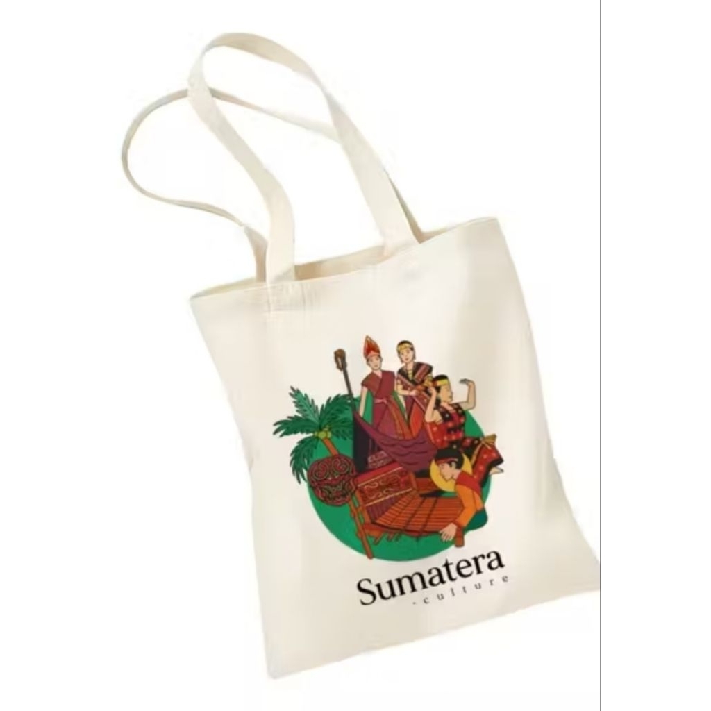 ToteBag Tas Kanvas Resleting TEBAL Kota Besar dan Wisata Indonesia Lucu Imut Aesthetic Ukuran 30x40