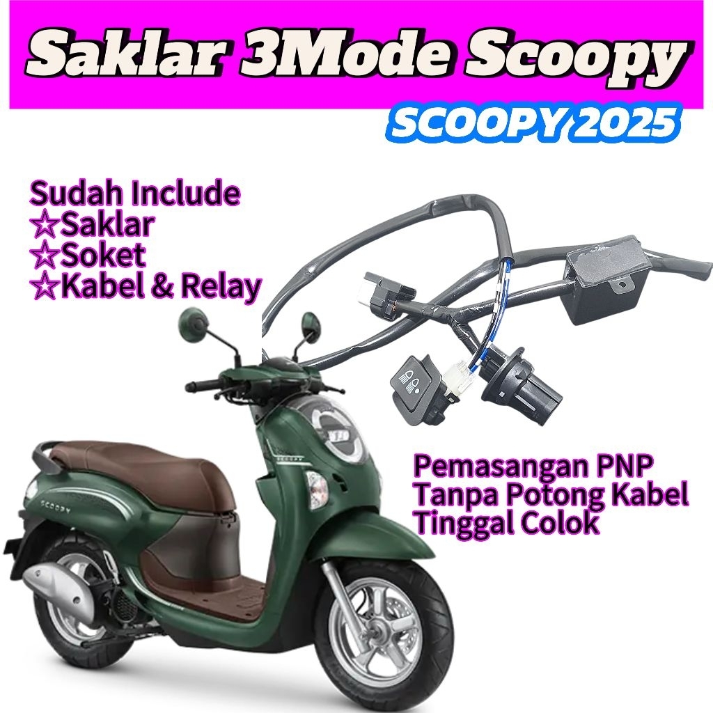 Saklar On Off 3Mode Lampu Utama Khusus Scoopy 2025