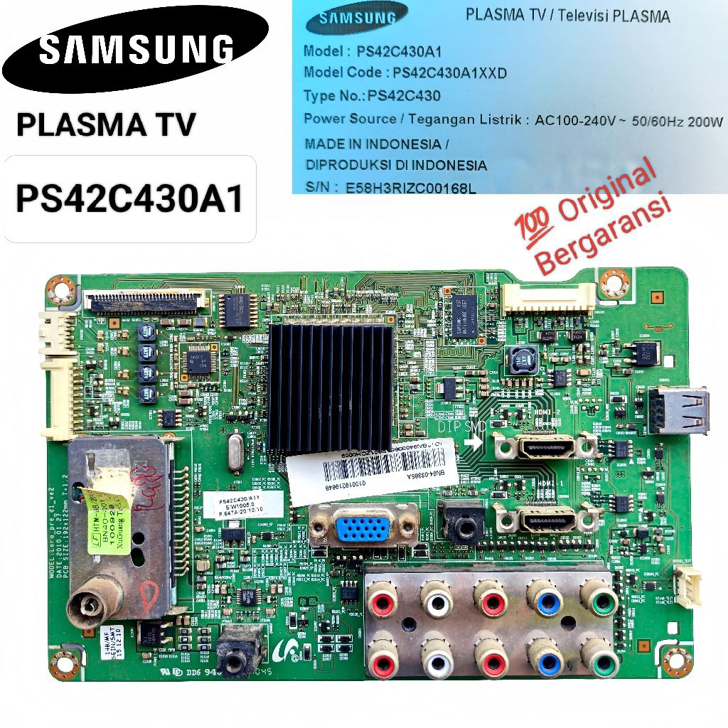 Mainboard Samsung PS42C430A1 PLASMA TV 42" PS 42C430A 42C430 42 inch Board Original Samsung Part Ber