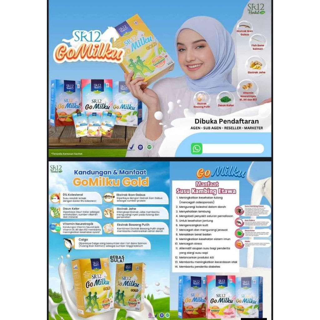 GOMILKU SR12 200gram SUSU KAMBING / GO MILKU SUSU ETAWA KUALITAS PREMIUM / GOAT MILK BUBUK TANPA GUL