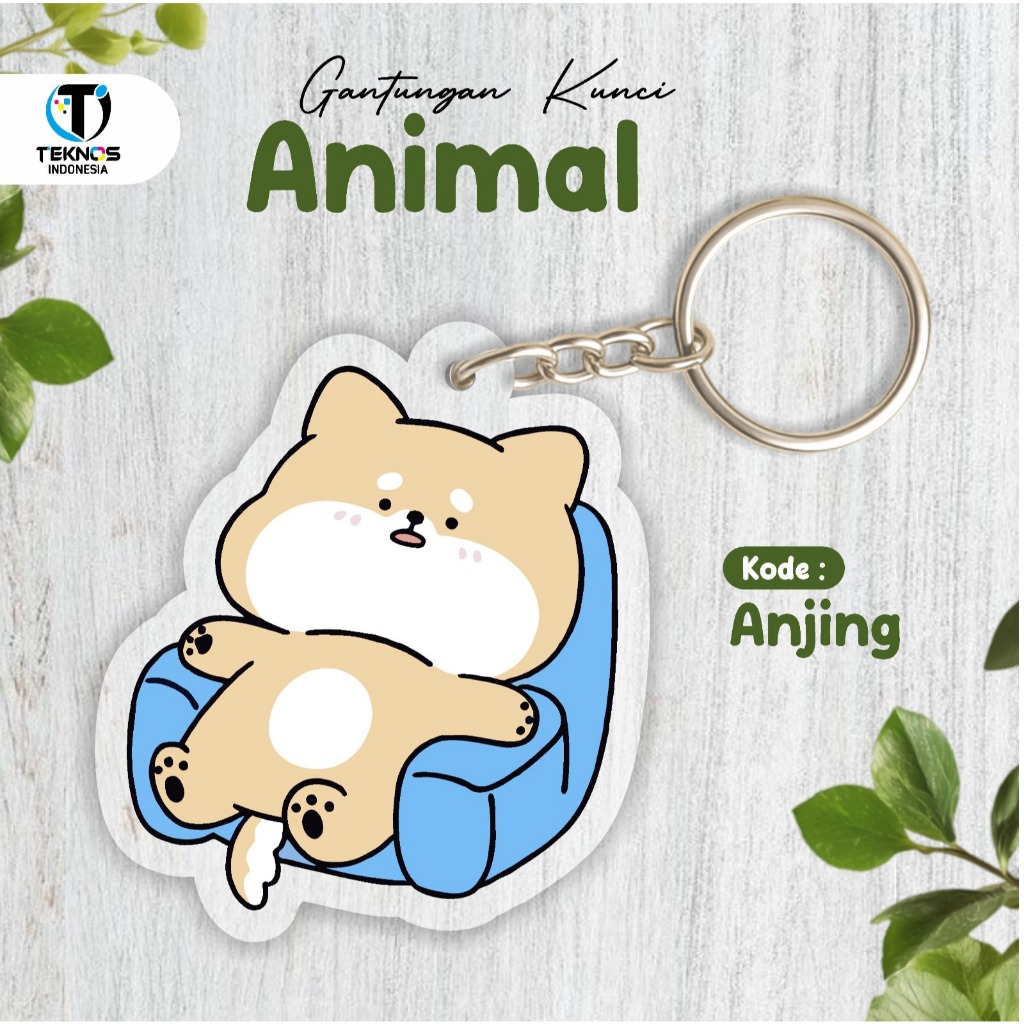 Gantungan Kunci Hewan Akrilik Anjing  Aksesoris Tas / Kunci Sepeda Teknos
