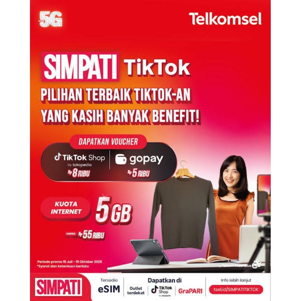 PERDANA SIMPATI TIKTOK KUOTA KHUSUS TIKTOK 5GB