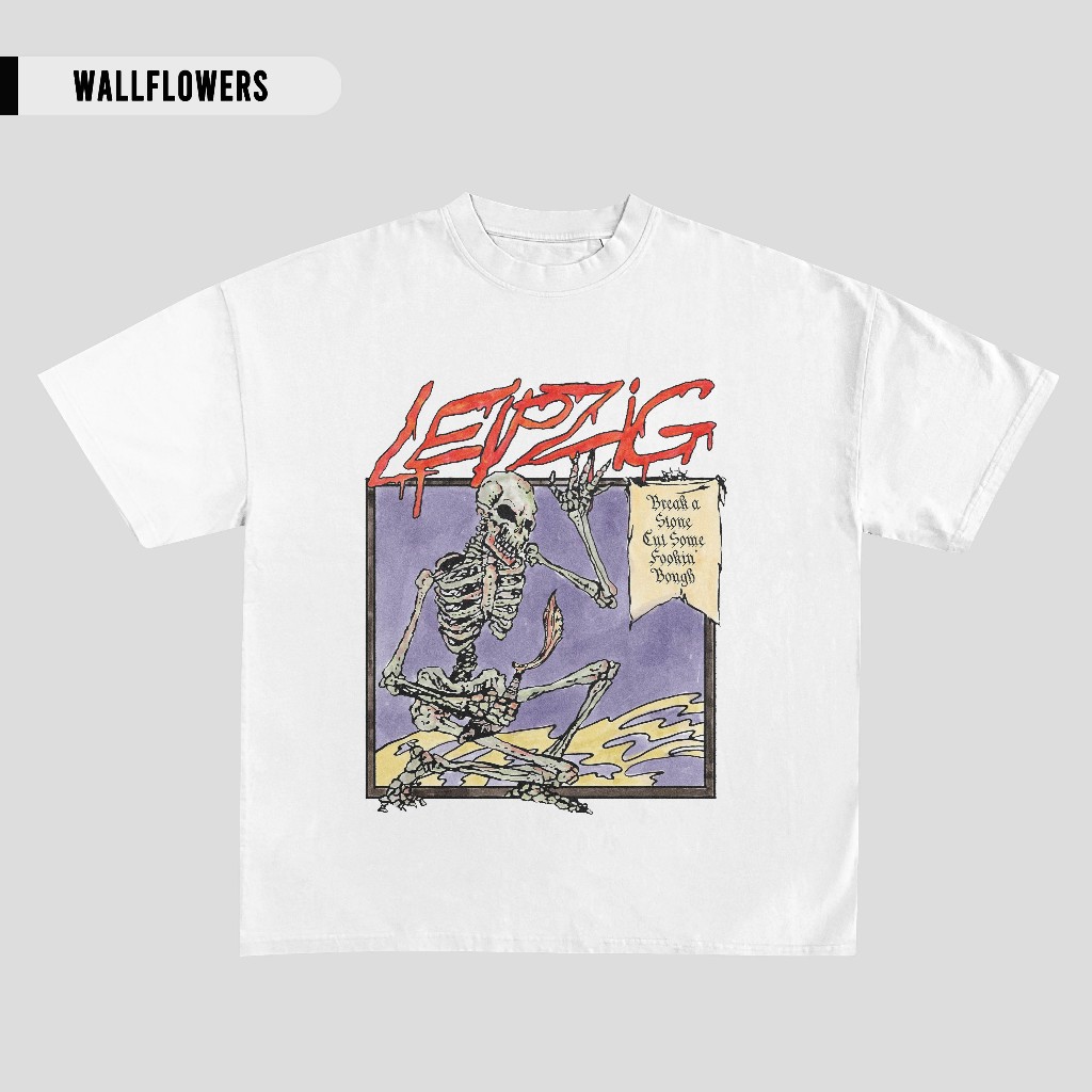 T-shirt Leipzig - Stone Breaker Putih 24s Baju Kaos Pria Wanita