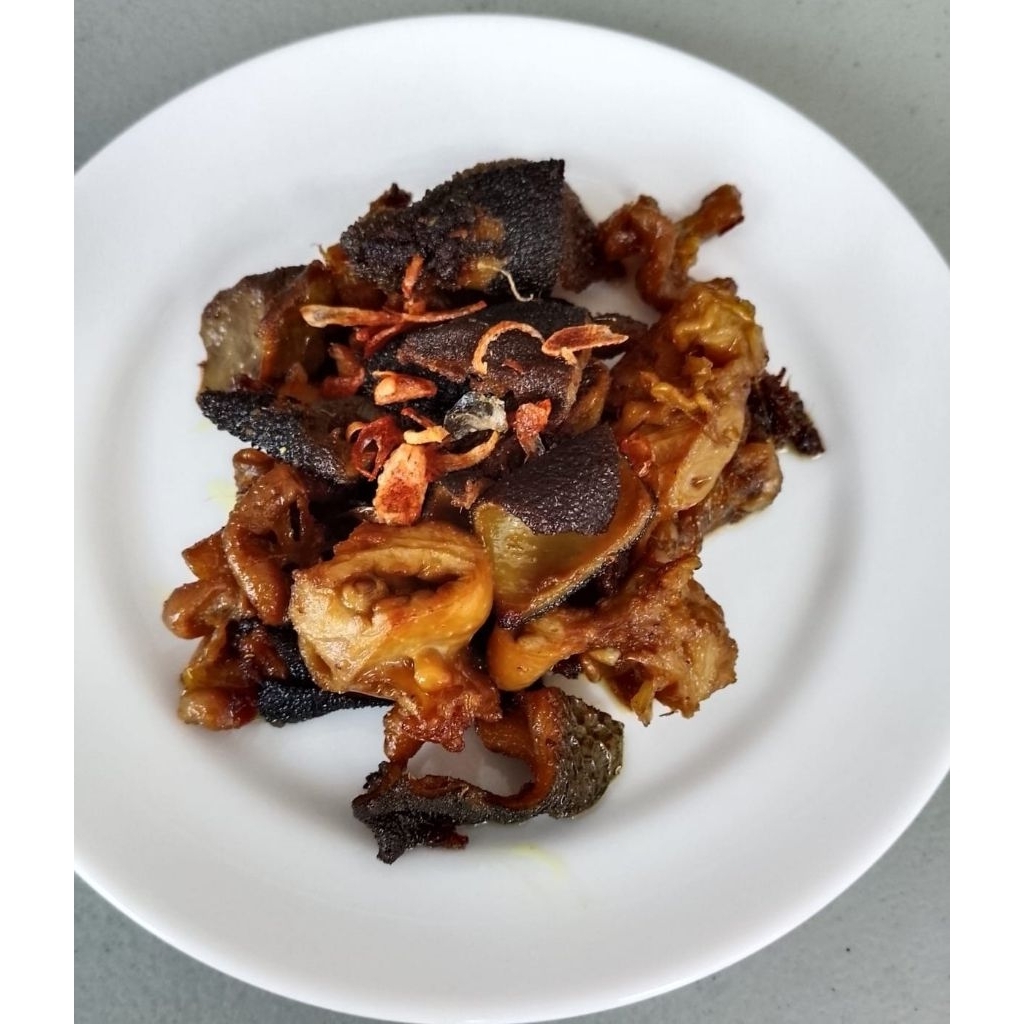 Jeroan kambing goreng 125gr