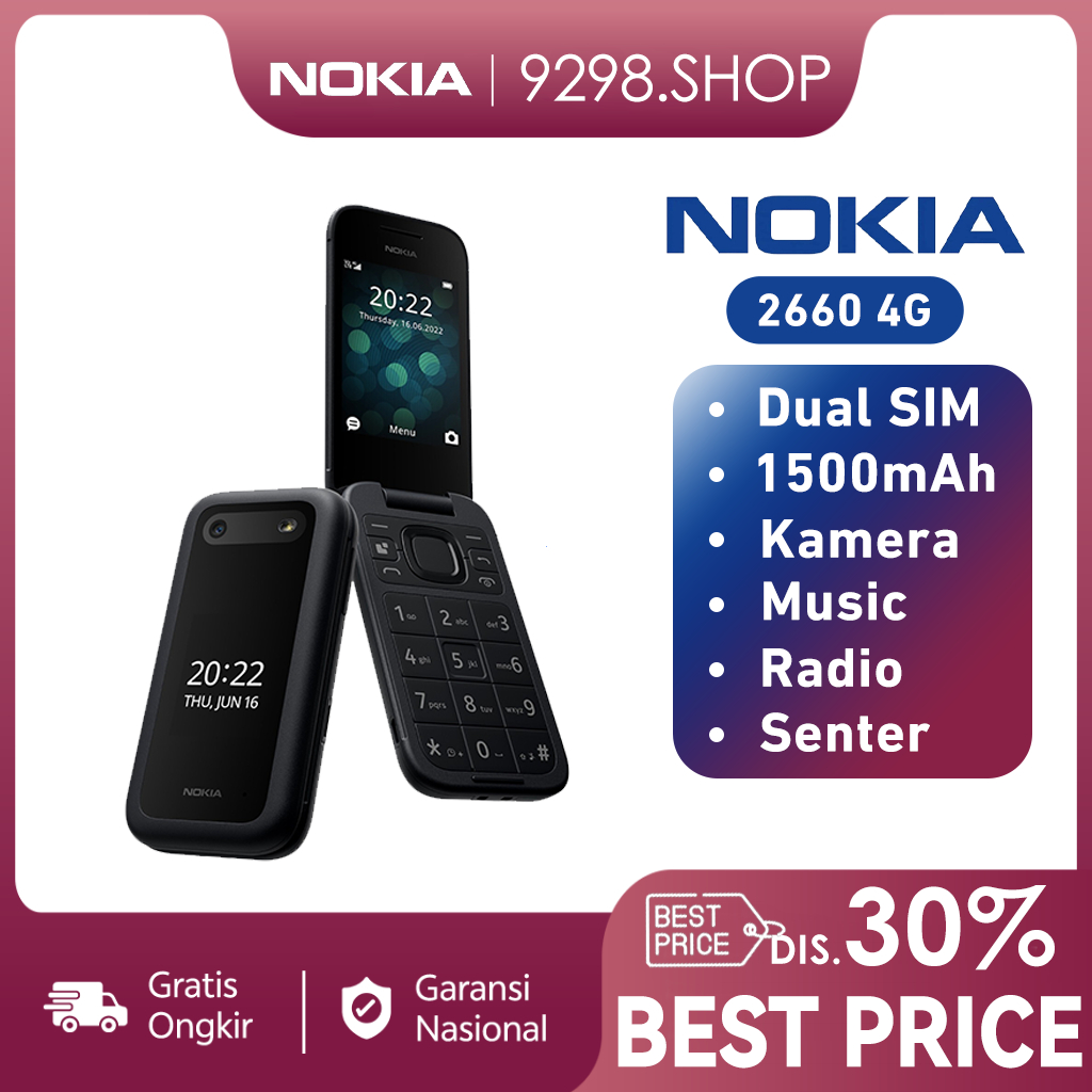 Hp Nokia Lipat 2660 Layar 2.8inci  Garansi Toko 1 Bulan Murah