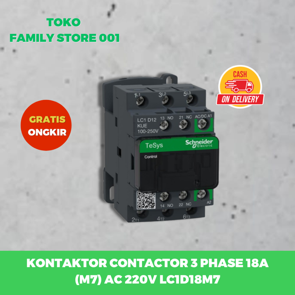 Kontaktor Schneider 3 Phase (M7) AC 220V LC1D09M7 LC1D12M7 LC1D18M7 LC1D25M7 LC1D32M7 3P M7 SCHNEIDE