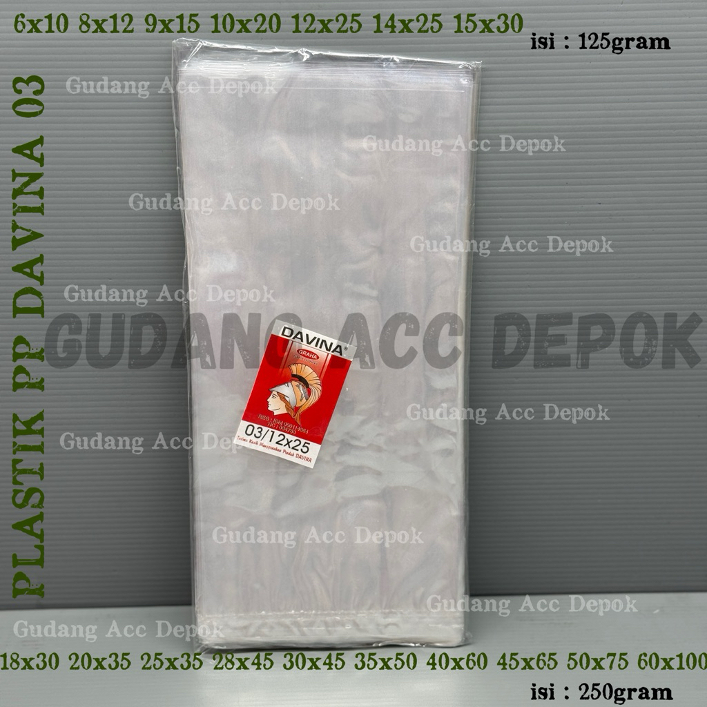 PLASTIK PP 03 ROYAL DAVINA GIOK UKURAN 6x10 8x12 9x15 10x20 12x25 14x25 15x30 18x30 20x35 25x35 28x4