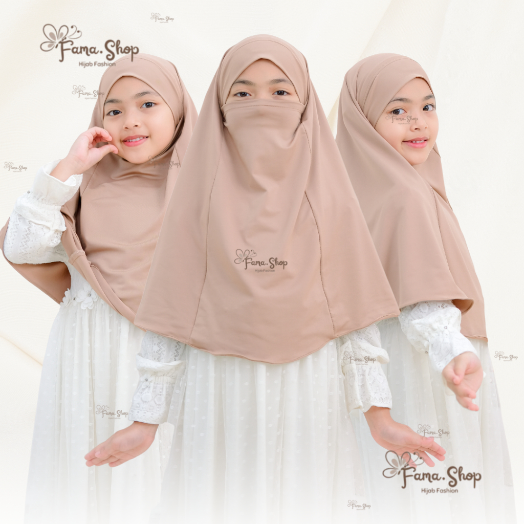 Hijab French Khimar Niqob Anak Remaja Jersey Premium I Hijab Cadar Anak I French Khimar Anak