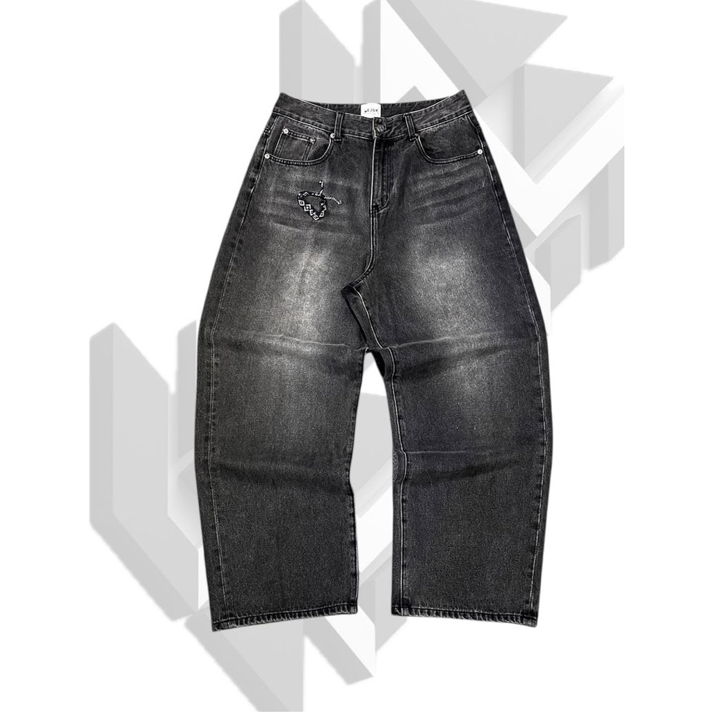 celana jeans baggy black wash