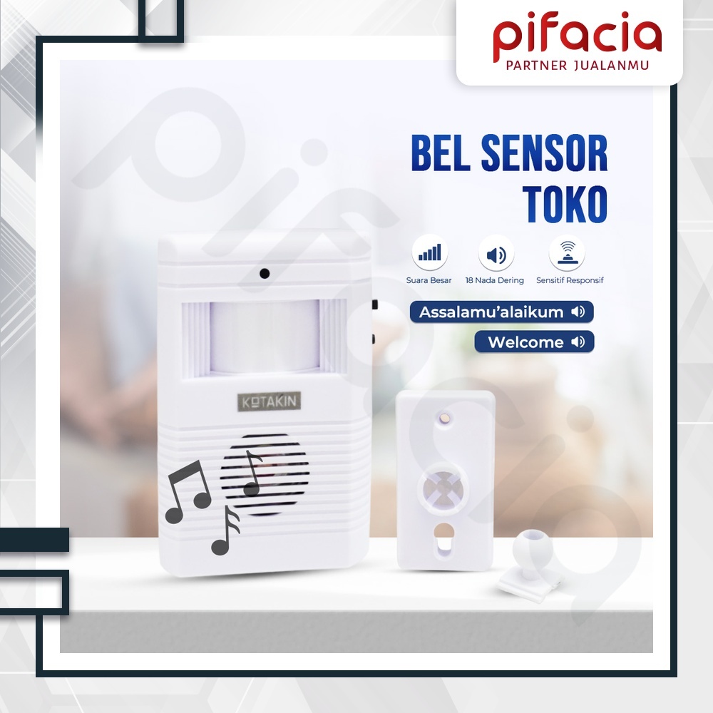PIFACIA Bel Sensor Toko Welcome Assalamualaikum Bel Pintu Rumah Wireless Baterai Listrik Anti Air