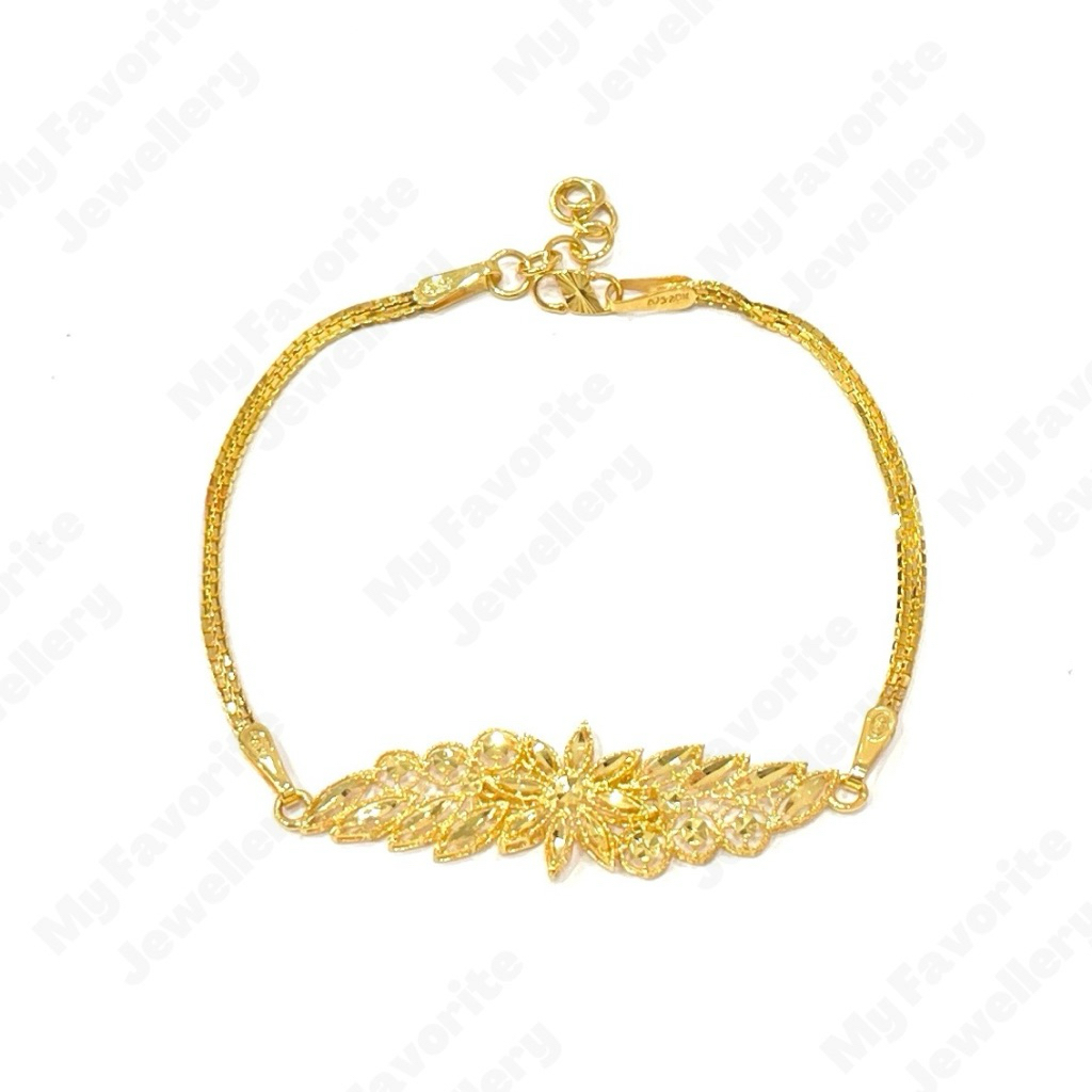 Gelang Papan Daun Italy Dobel Emas Asli Kadar 875 20K