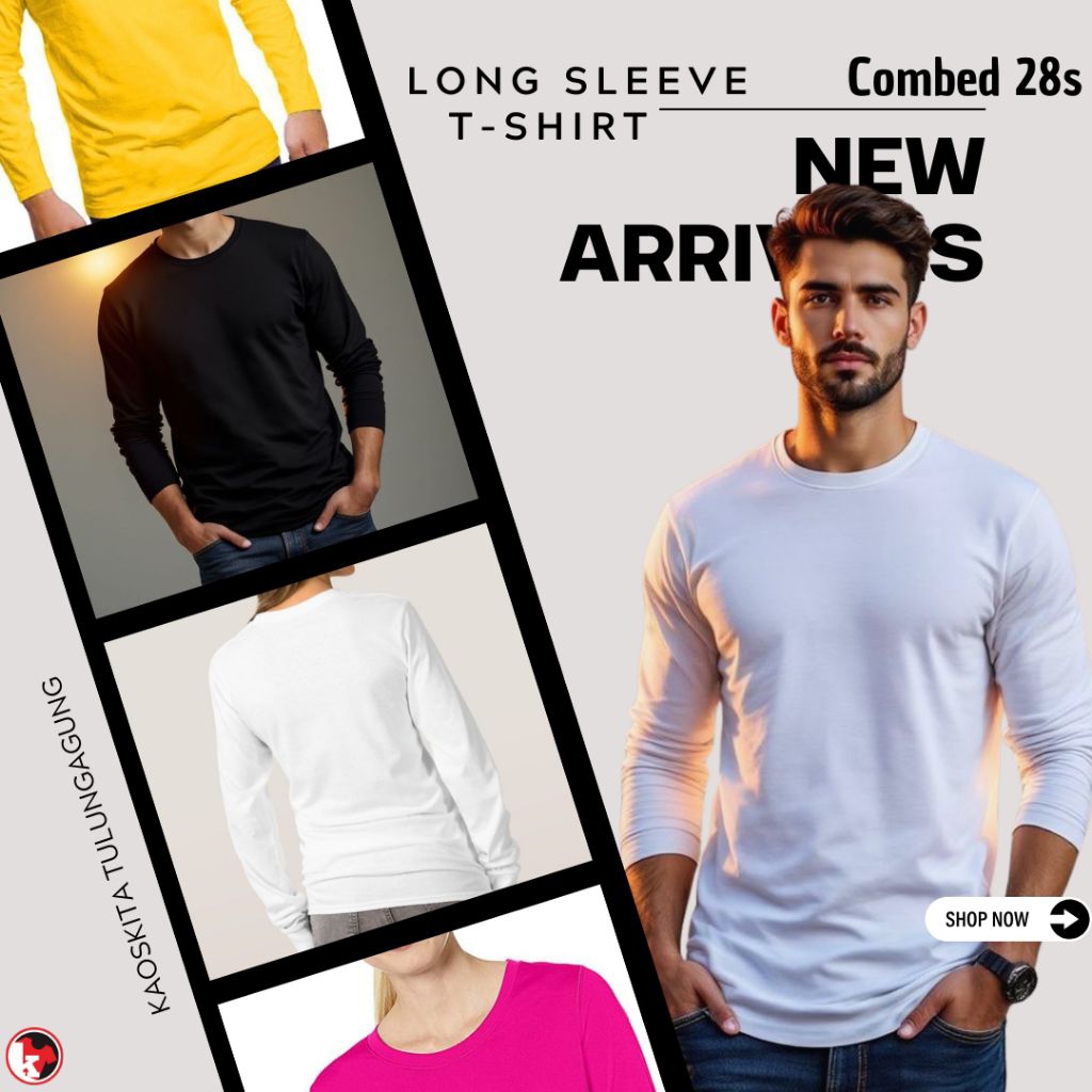 Kaos Polos Lengan Panjang / Combed 30s DAN Combed 28s / T-shirt Polos Panjang