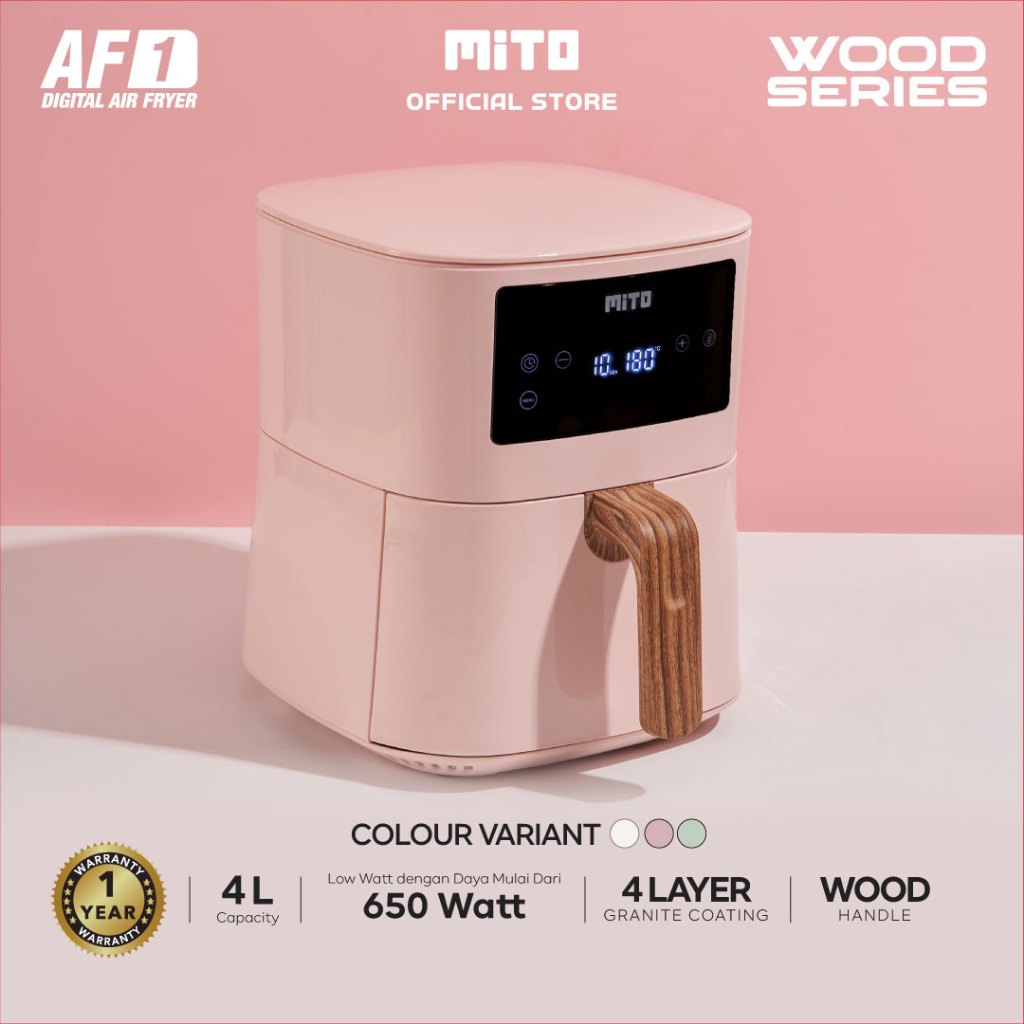 MITO - AIR FRYER - AF1 WOOD SERIES - 4L - PINK