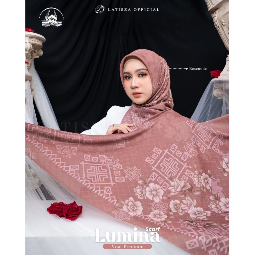 Lumina scraf by Latisza Official - hijab segiempat motif adem, mudah dibentuk
