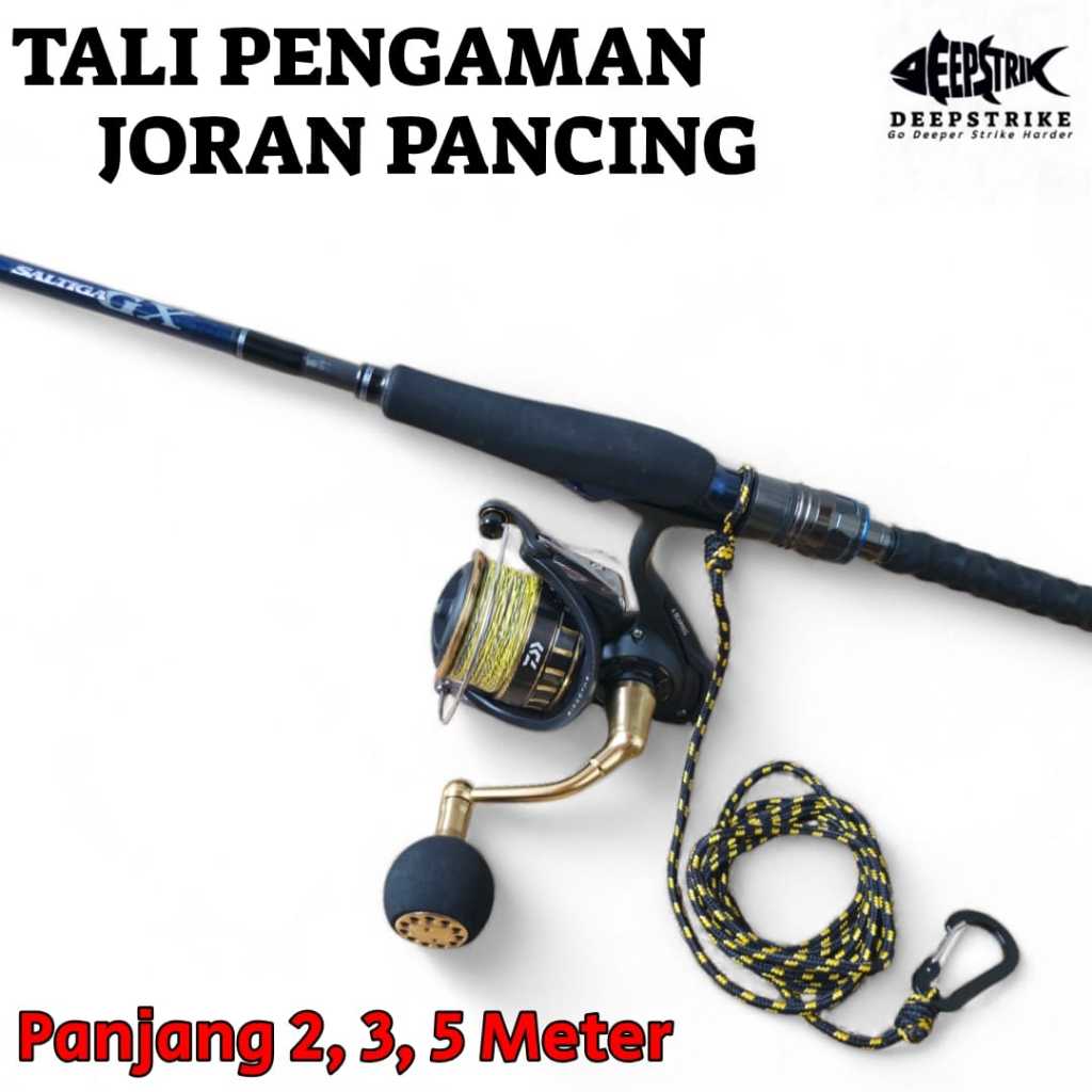 Tali Pengaman Joran 3mm Carabiner Aluminium Anti Lost  Deepstrike 2 3 5 Meter