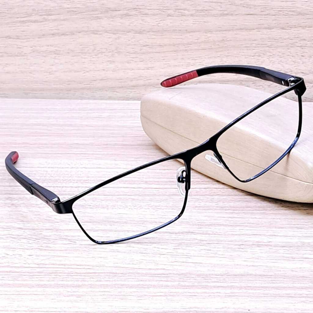 Kacamata Baca dan Jalan Lensa Progresif Blueray Photocromic Bluecromic Full Rim Titanium F8506