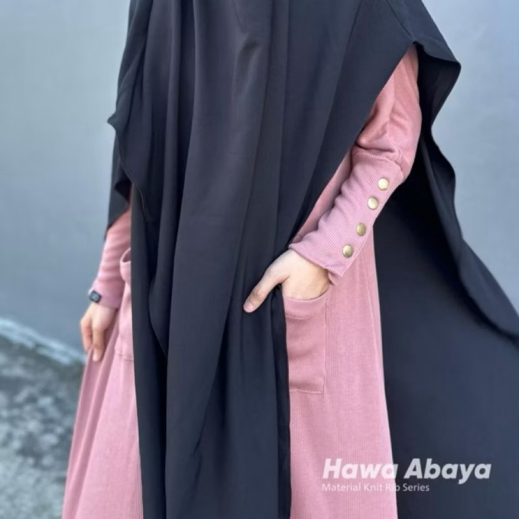 preloved pl gamis abaya HAWA MAXI DRESS KNITT RIB by Outlet Bunda