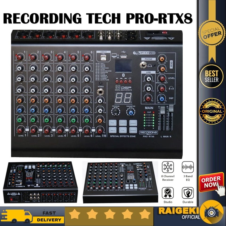RECORDING TECH PRO-RTX8 8 Channel Professional Audio Mixer