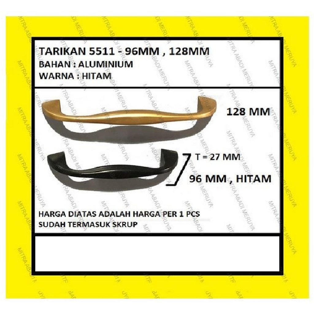 Tarikan Lemari Tarikan Laci Handle Aluminium Hitam 5511