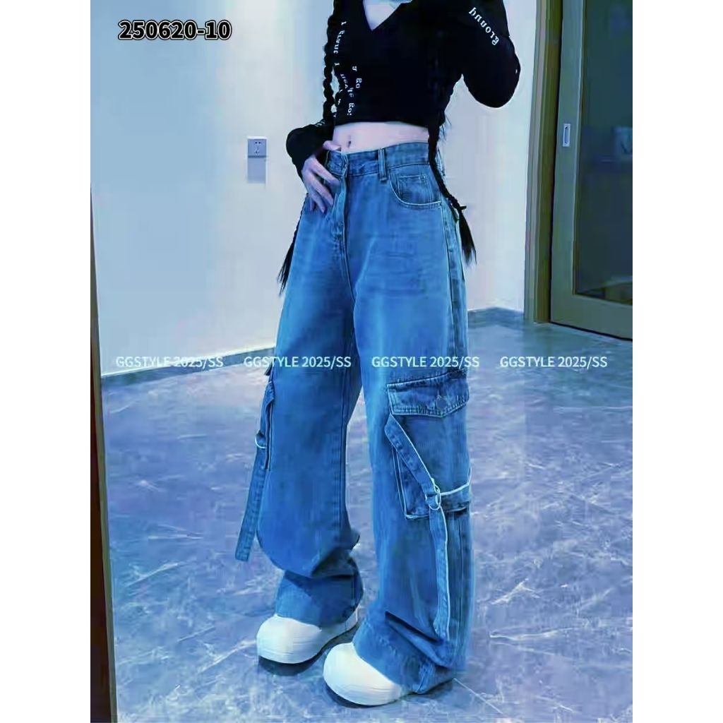 IMPORT - Celana Cargo Highwaist Anak Tanggung Perempuan Usia 9-14Thn ( QM 250620-10A,B,C/D)