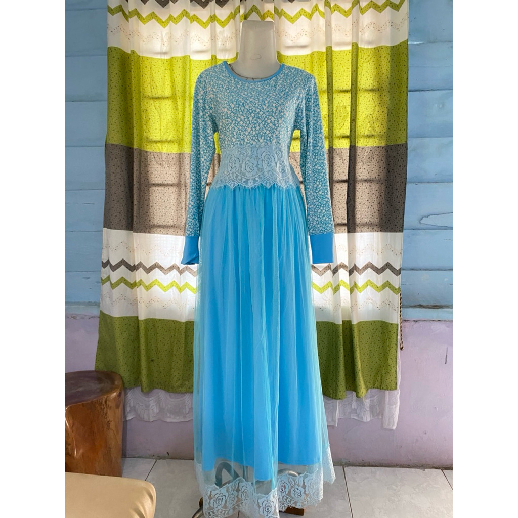 GAMIS RENDA BLUE PINGGANG KARET