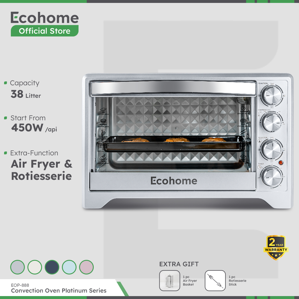ECOHOME Oven Platinum Series EOP888 38L Capacity Low Watt with Air Fryer and Rotisserie Function
