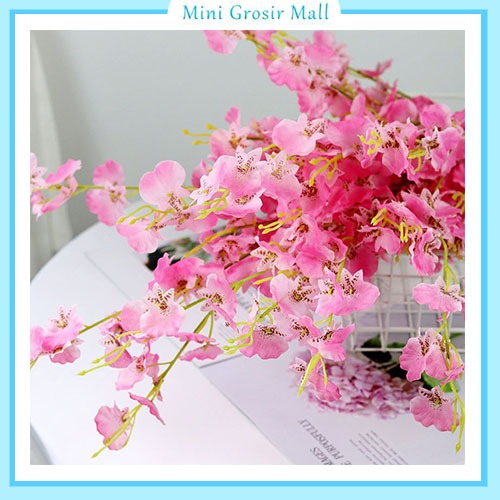 Bunga Anggrek kain tangkai panjang Bunga Hias Plastik Dekorasi Hias Artificial BG30