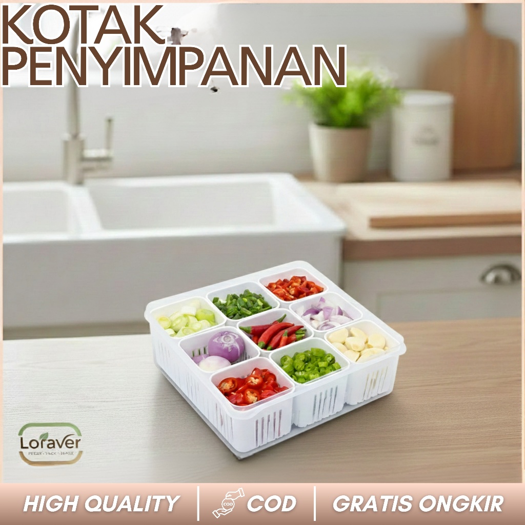 LOFAVER C09 - Kotak Makanan Penyimpanan Kulkas Food Container 9 Sekat BPA Free
