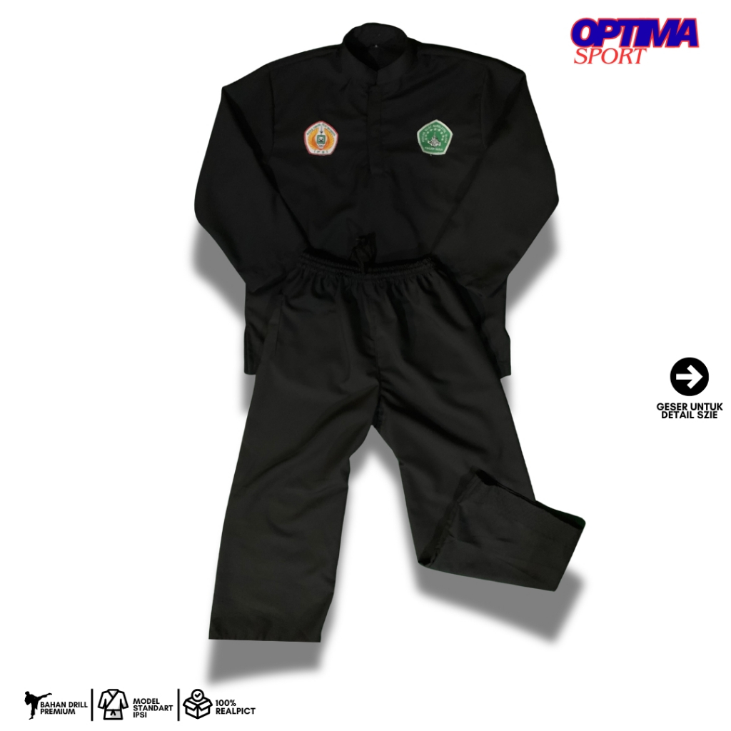 Seragam Sakral Pencak Silat Hitam IPSI Pagar Nusa Set Baju Celana Original Tebal Latihan Kejuaraan B