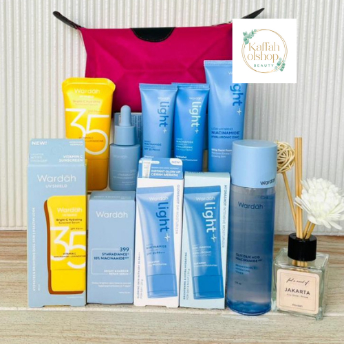 Wardah 1 Paket lengkap Glowing 6 Produk Bonus Tas Makeup