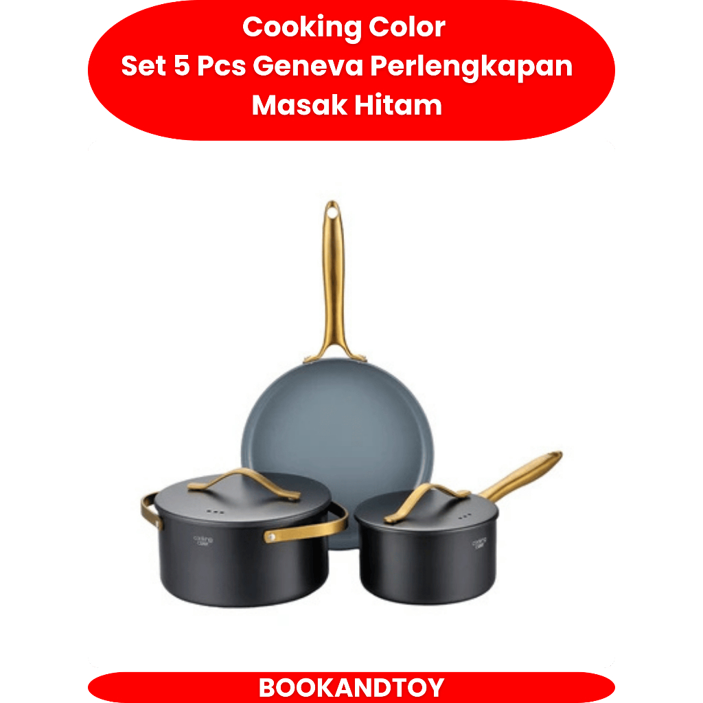 Geneva Cookware Set Of 5PC Black Cooking Color Set 5 Pcs Geneva Perlengkapan Masak Hitam
