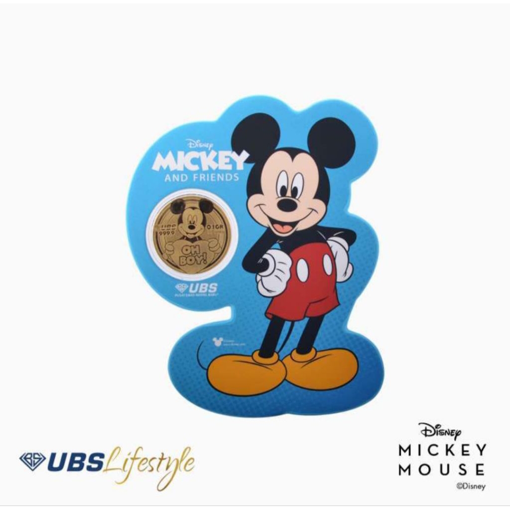 Angpao Emas UBS Disney Mickey Mouse 0,1 gram Asli 24K Original tersertifikasi