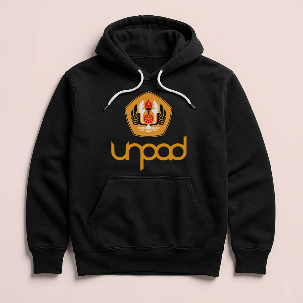 Hoodie UNPAD Universitas Padjadjaran  Unisex Sweater Fleece Hoodie Black Hitam Cloth