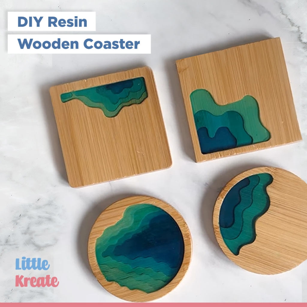 Little Kreate - DIY Resin Wooden Coaster - Tatakan Gelas Kayu - Prakarya