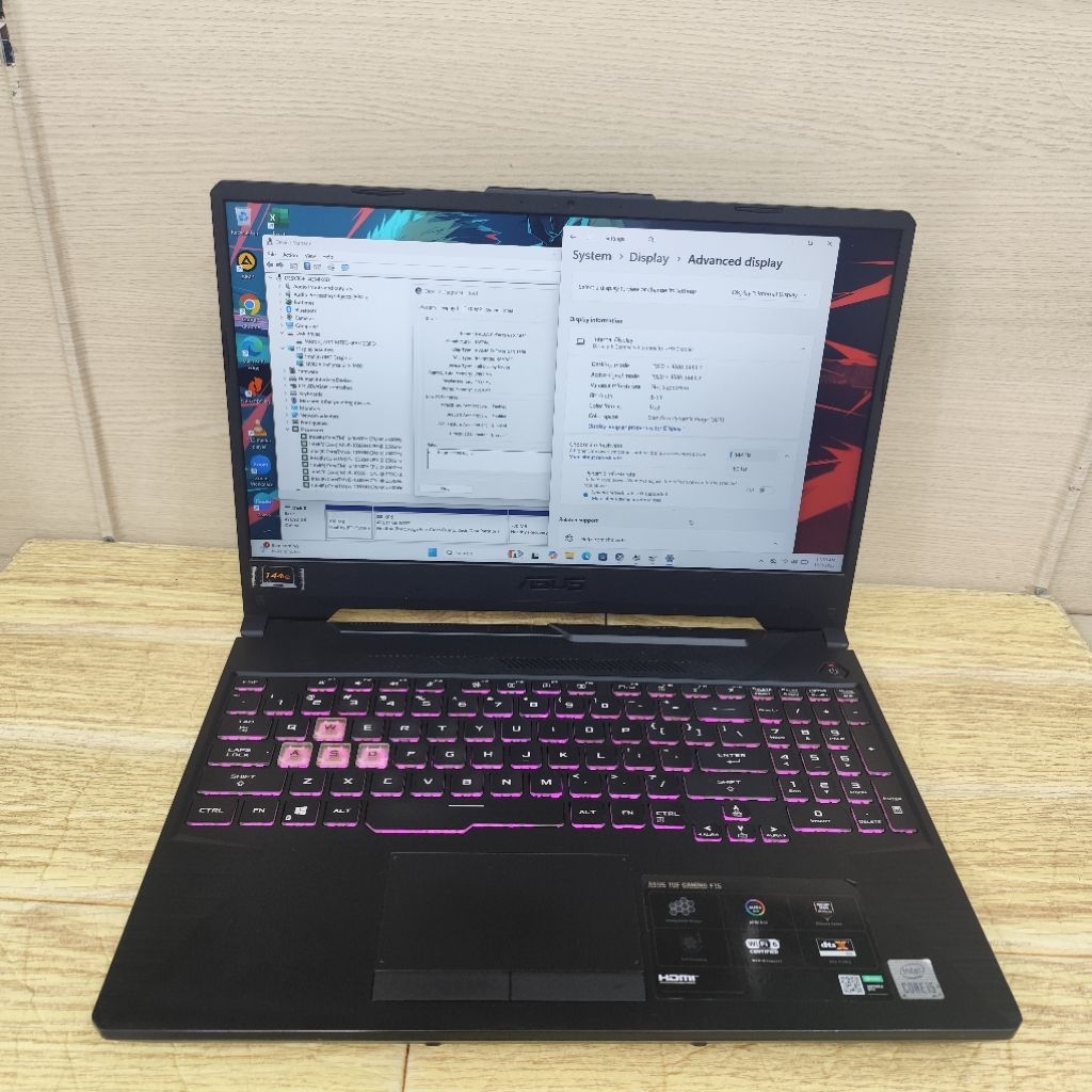 Laptop Second Asus TUF Gm F15 Fx506lh Core i5-10300h Ram 8gb Ssd 512gb Gtx 1650