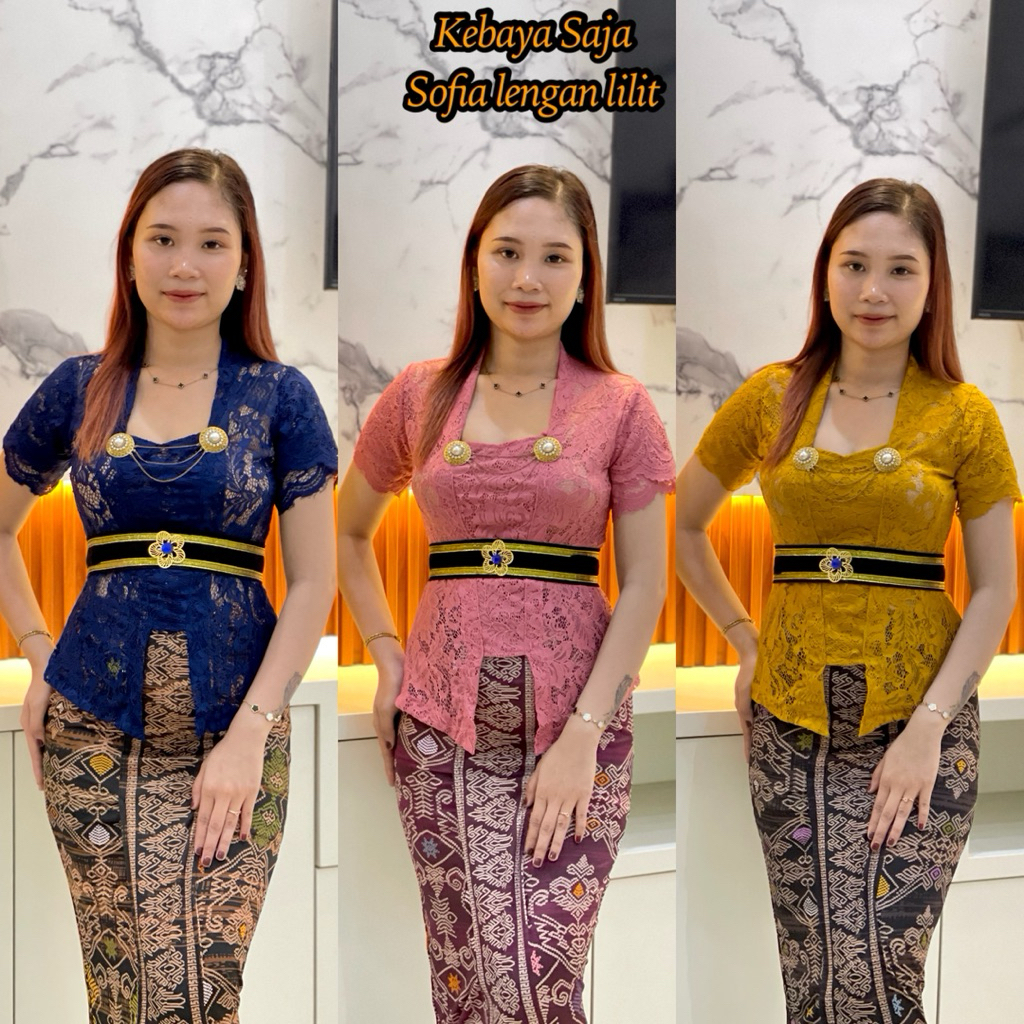 ( KEBAYA SAJA )KEBAYA SOFIA LENGAN PENDEK LILIT/atasan wanita/bahan melar/lengan pendek