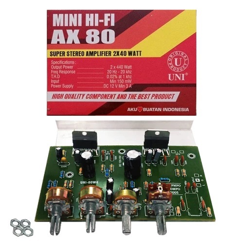 Kit Power Amplifier AX-80 2X40 Watt IC TDA-2005 ST DC 12V Min 3A Stereo Mobil Motor Ampli